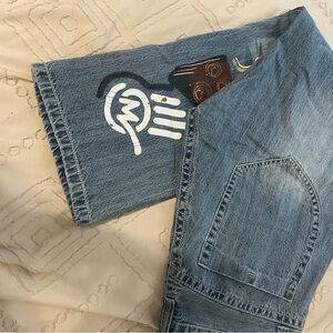 VTG Miskeen Originals Baggy Blue Denim Jeans Embroidered Hip Hop Y2K Men’s 40